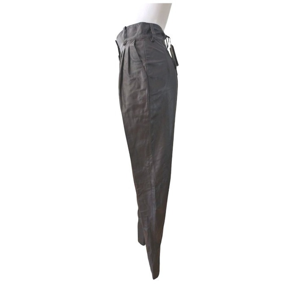 DOLCE GABBANA Leather Pleated High Waisted Trousers Pants Women Made in Italy 42 - Picture 9 of 14